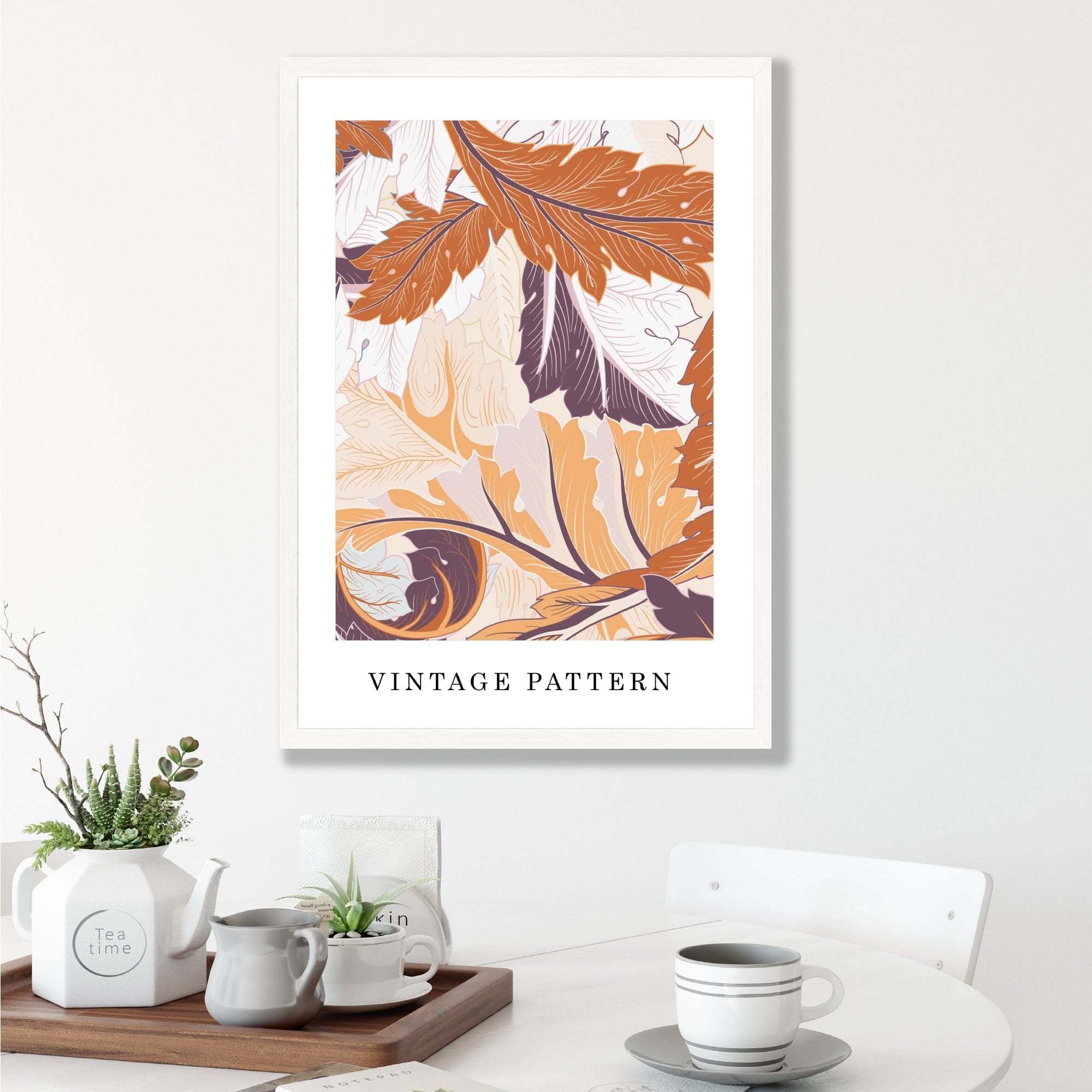 William Morris Acanthus Floral Vintage Poster in Autumn Orange and Purple