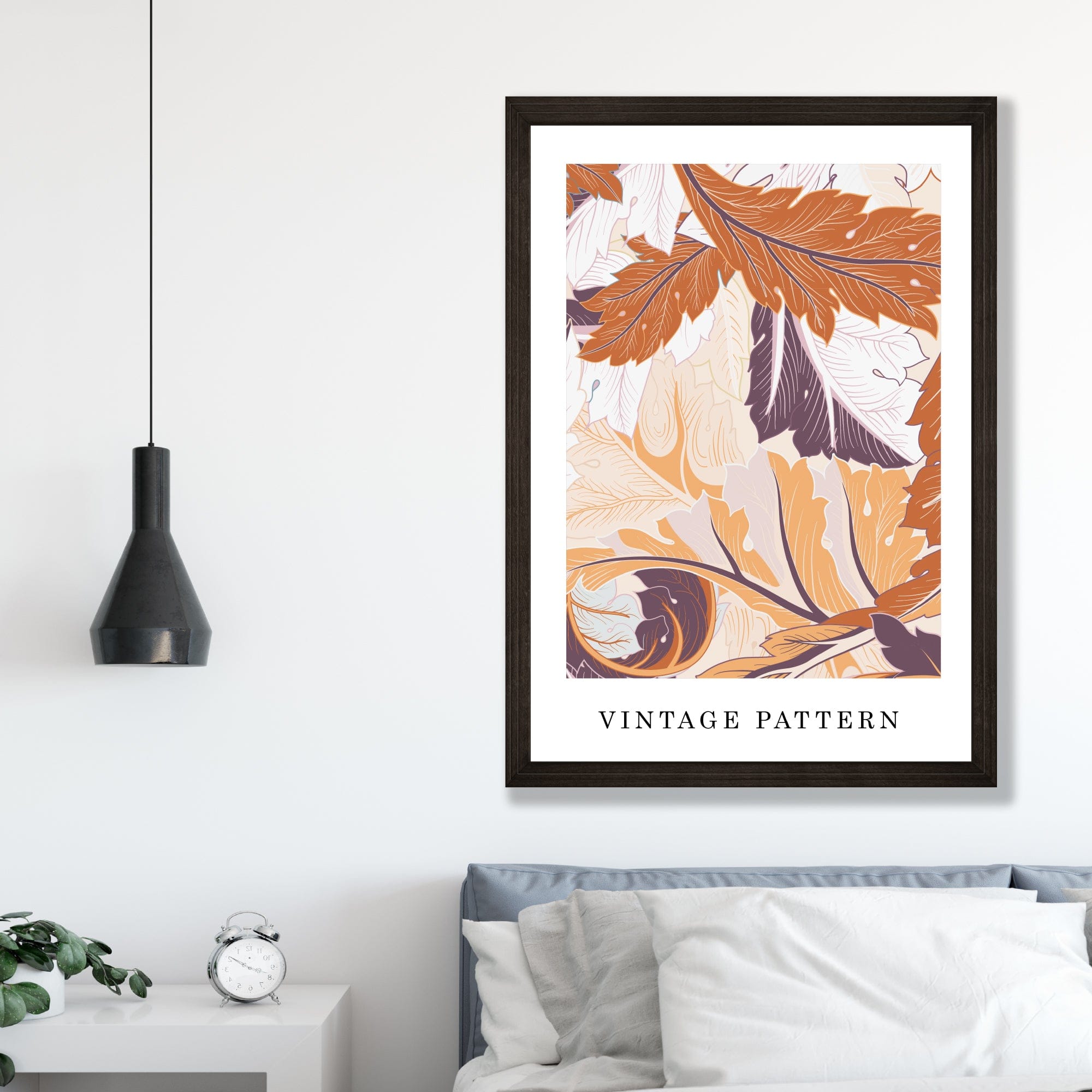 William Morris Acanthus Floral Vintage Poster in Autumn Orange and Purple