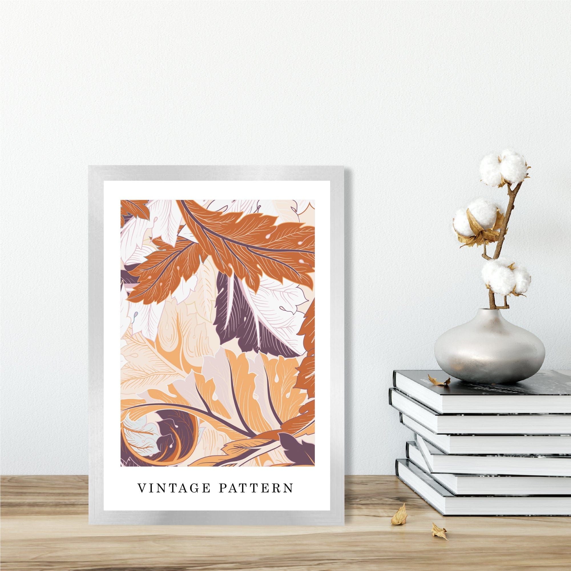 William Morris Acanthus Floral Vintage Poster in Autumn Orange and Purple