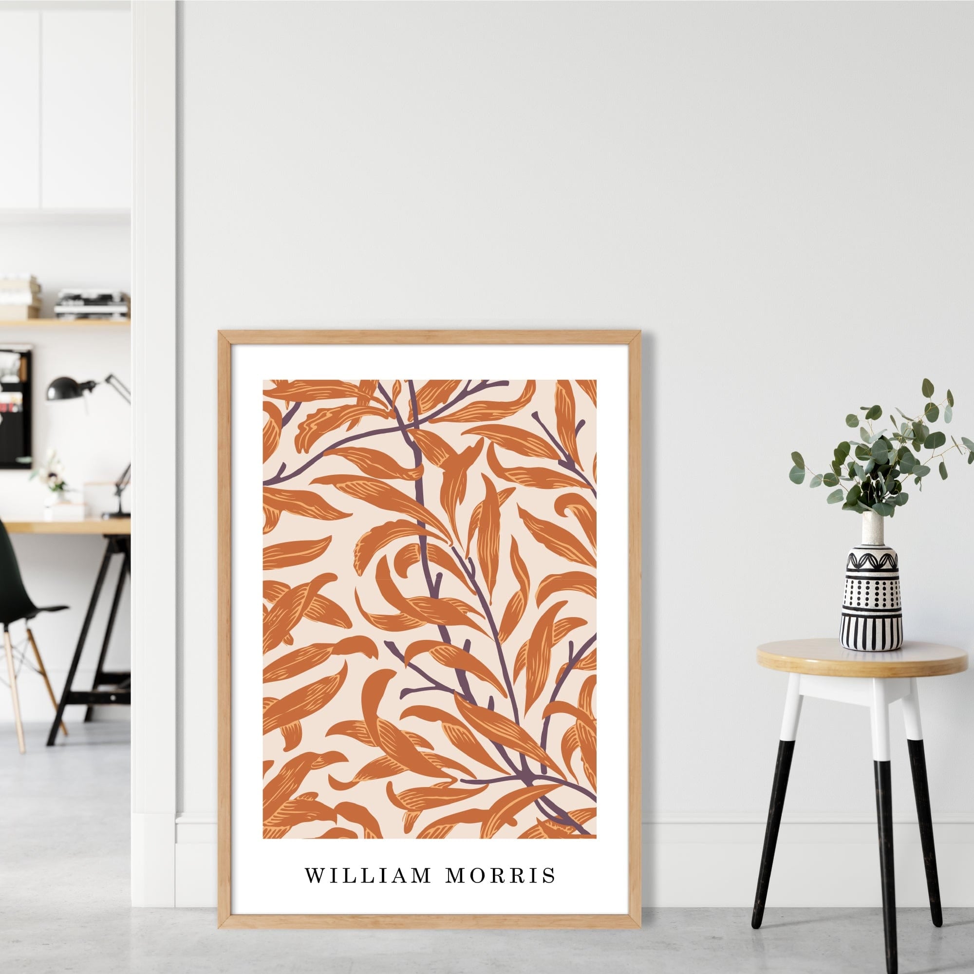 William Morris Willow Bough Floral Vintage Poster in Autumn Orange and Purple