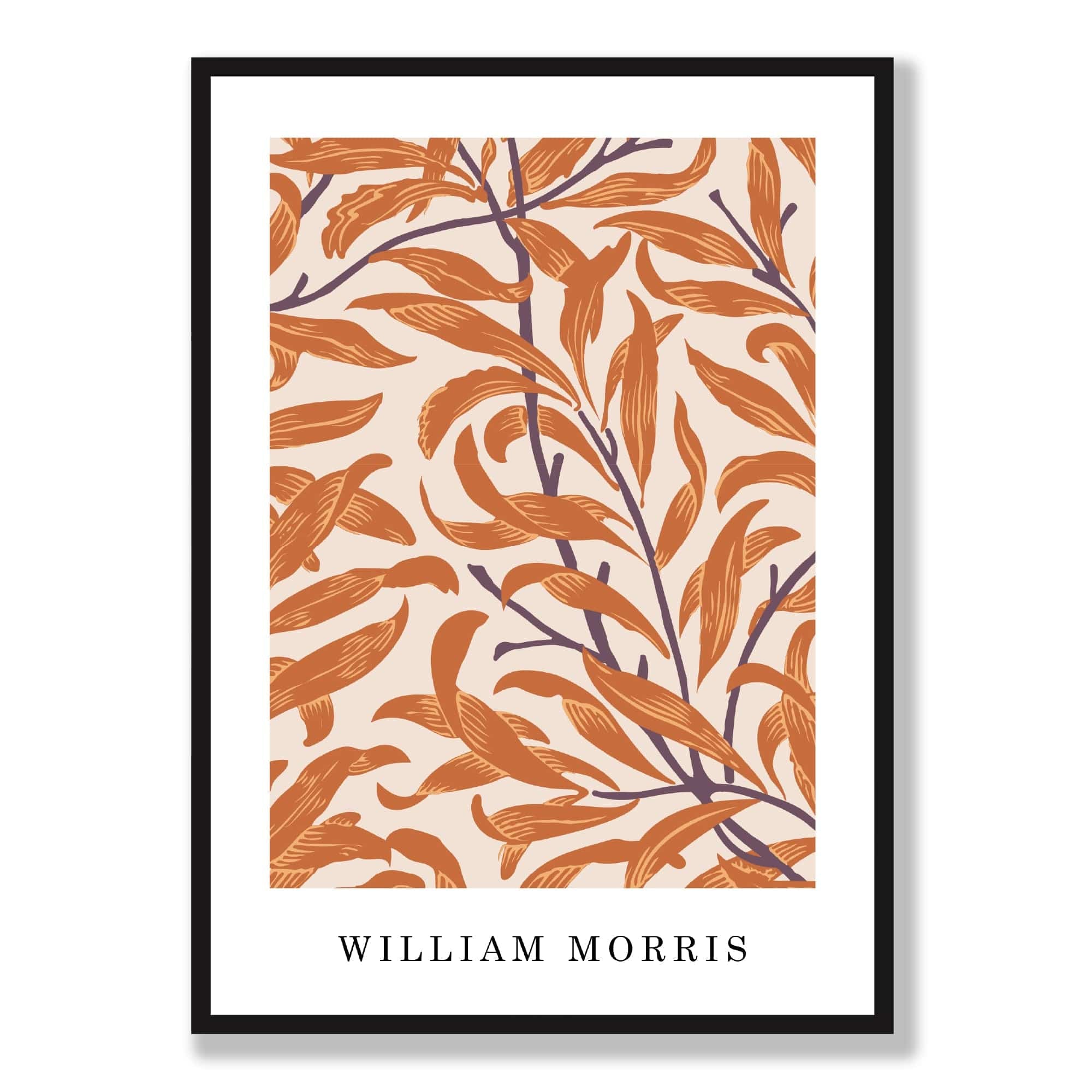 William Morris Willow Bough Floral Vintage Poster in Autumn Orange and Purple
