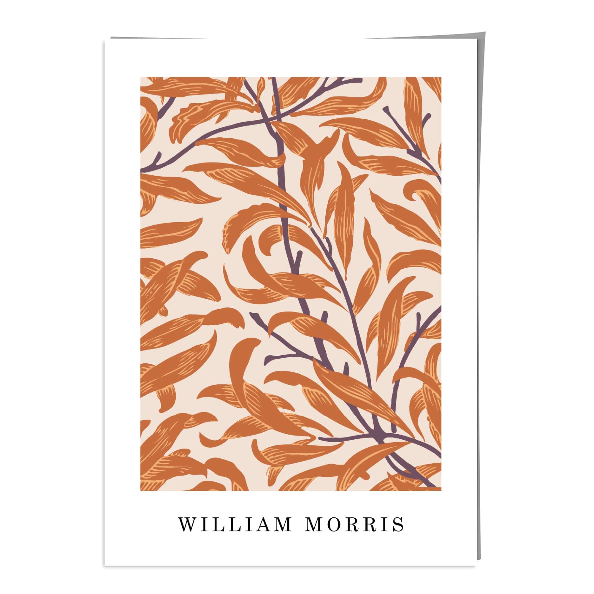 William Morris Willow Bough Floral Vintage Poster in Autumn Orange and Purple
