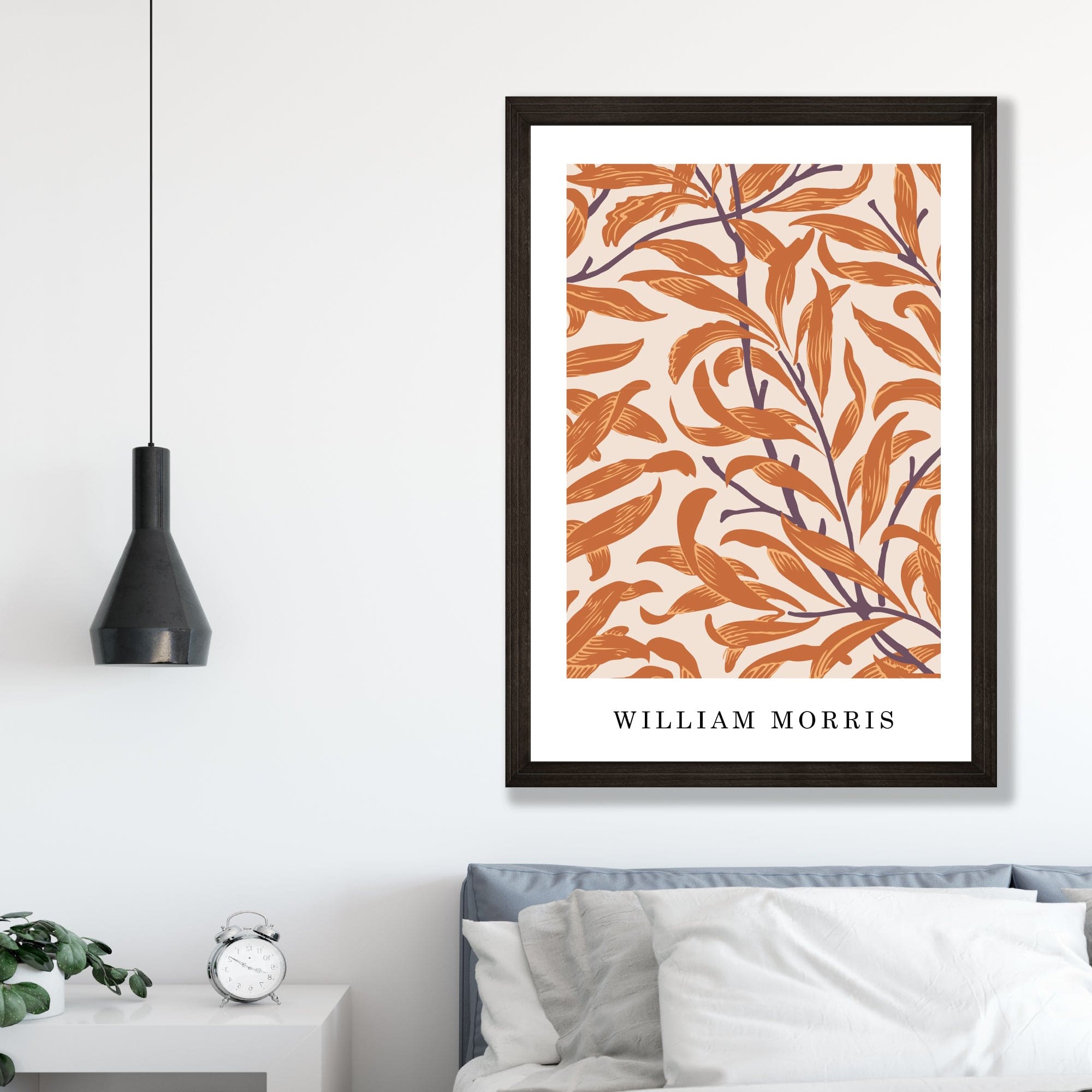 William Morris Willow Bough Floral Vintage Poster in Autumn Orange and Purple
