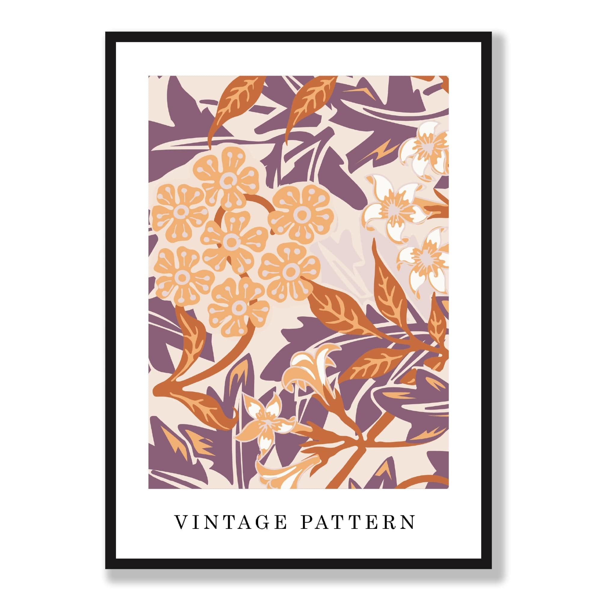 William Morris Iris Floral Vintage Poster in Autumn Orange and Purple