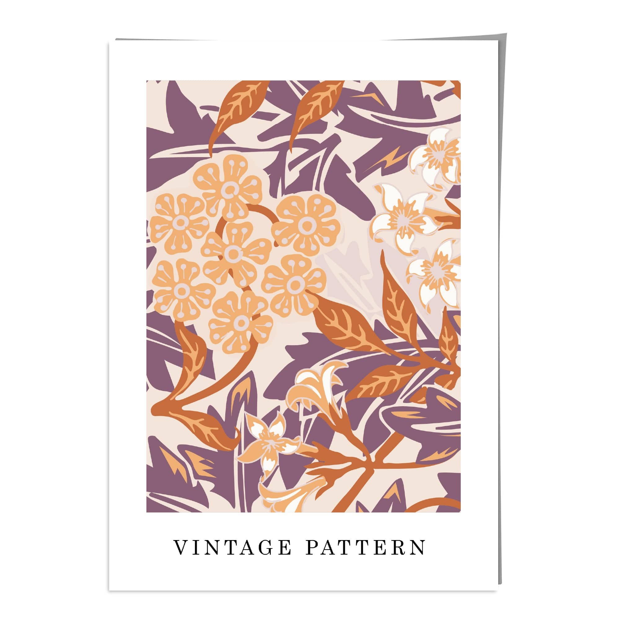 William Morris Iris Floral Vintage Poster in Autumn Orange and Purple
