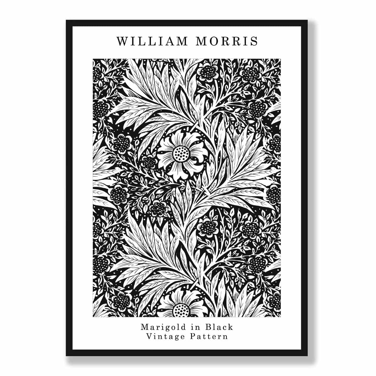 William Morris Black and White Marigold Art Print