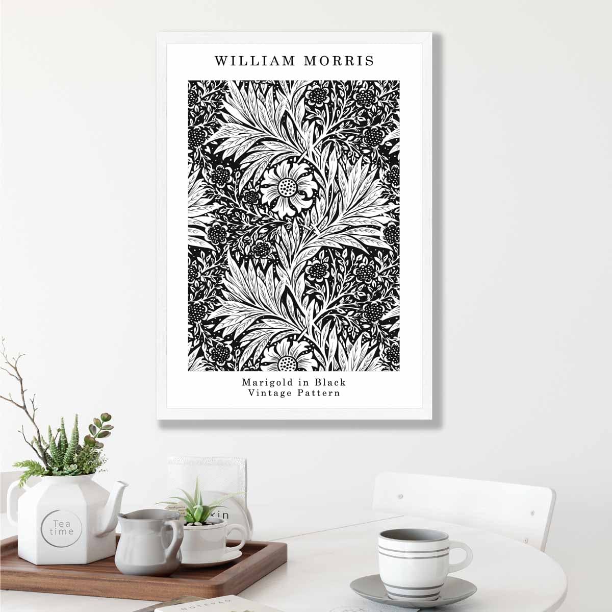 William Morris Black and White Marigold Art Print