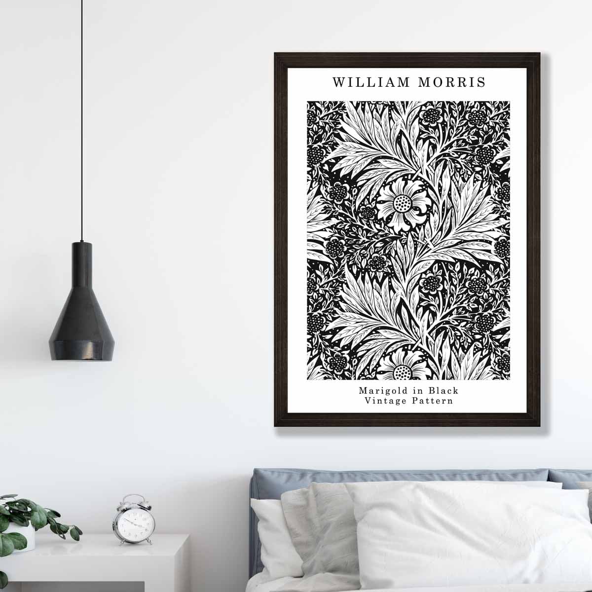 William Morris Black and White Marigold Art Print