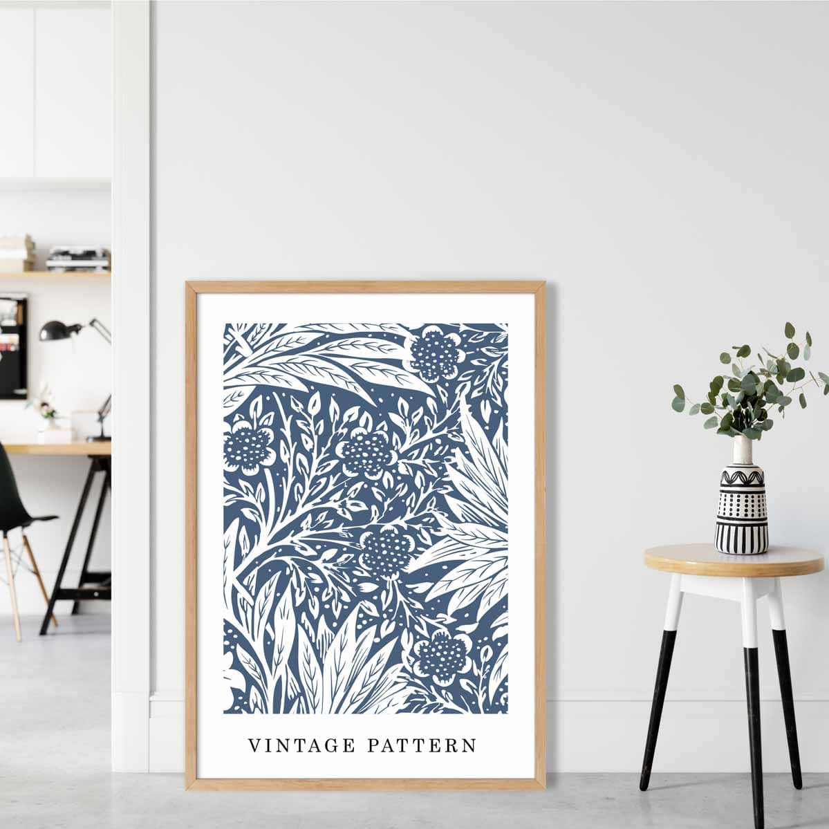 William Morris Navy Blue Vintage Floral Art Print