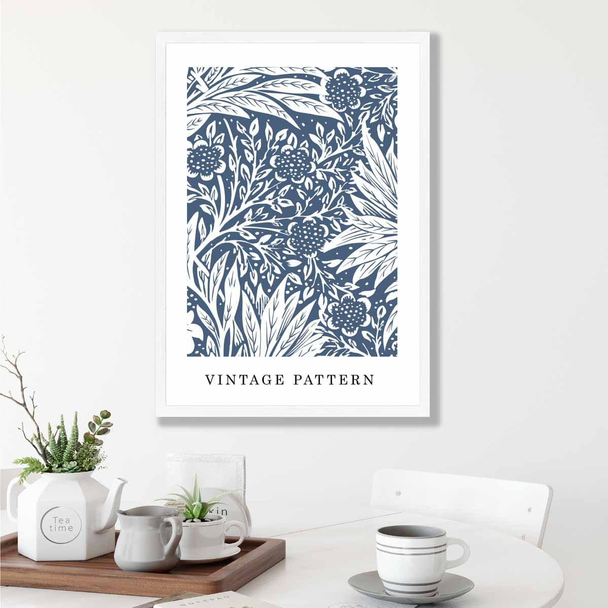 William Morris Navy Blue Vintage Floral Art Print