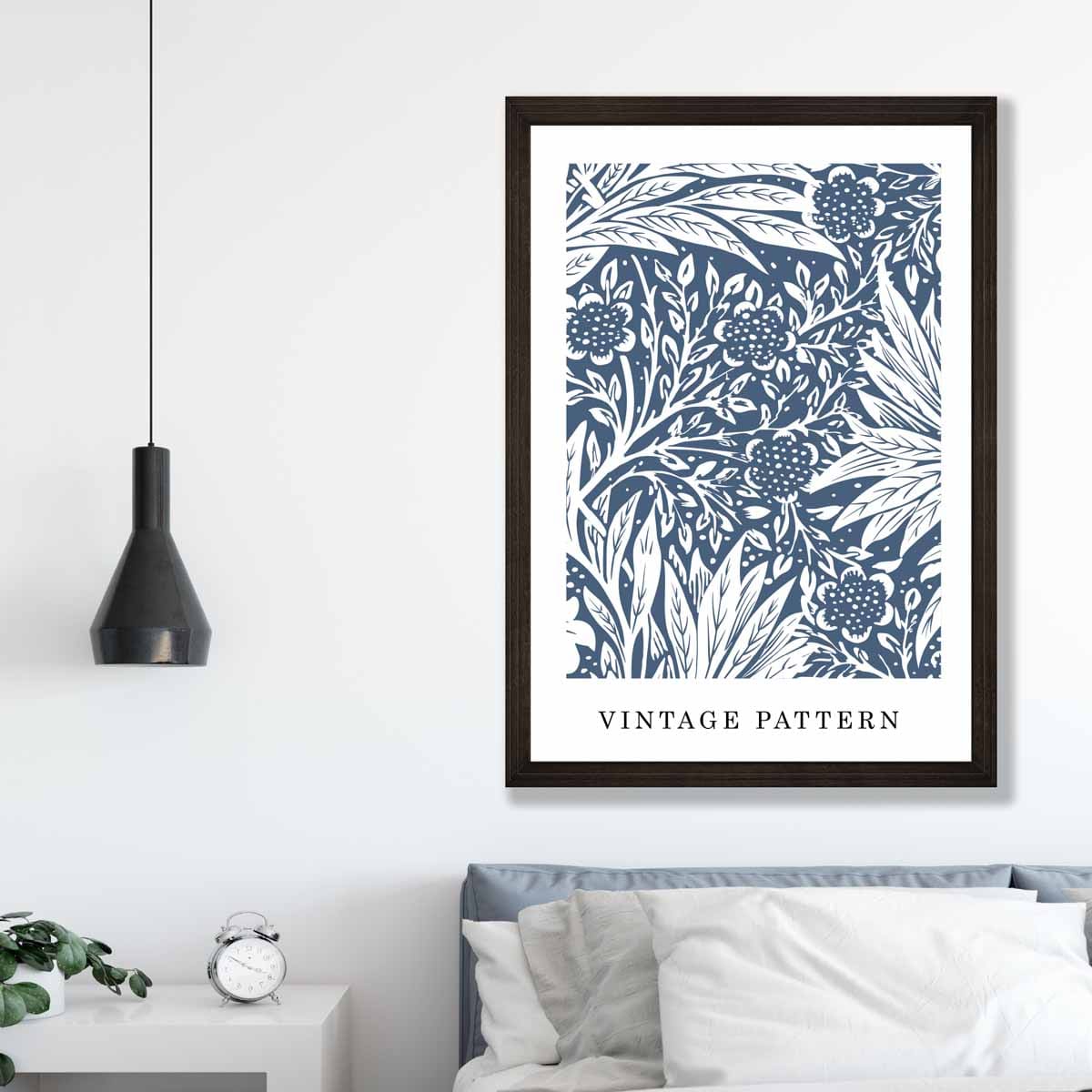 William Morris Navy Blue Vintage Floral Art Print
