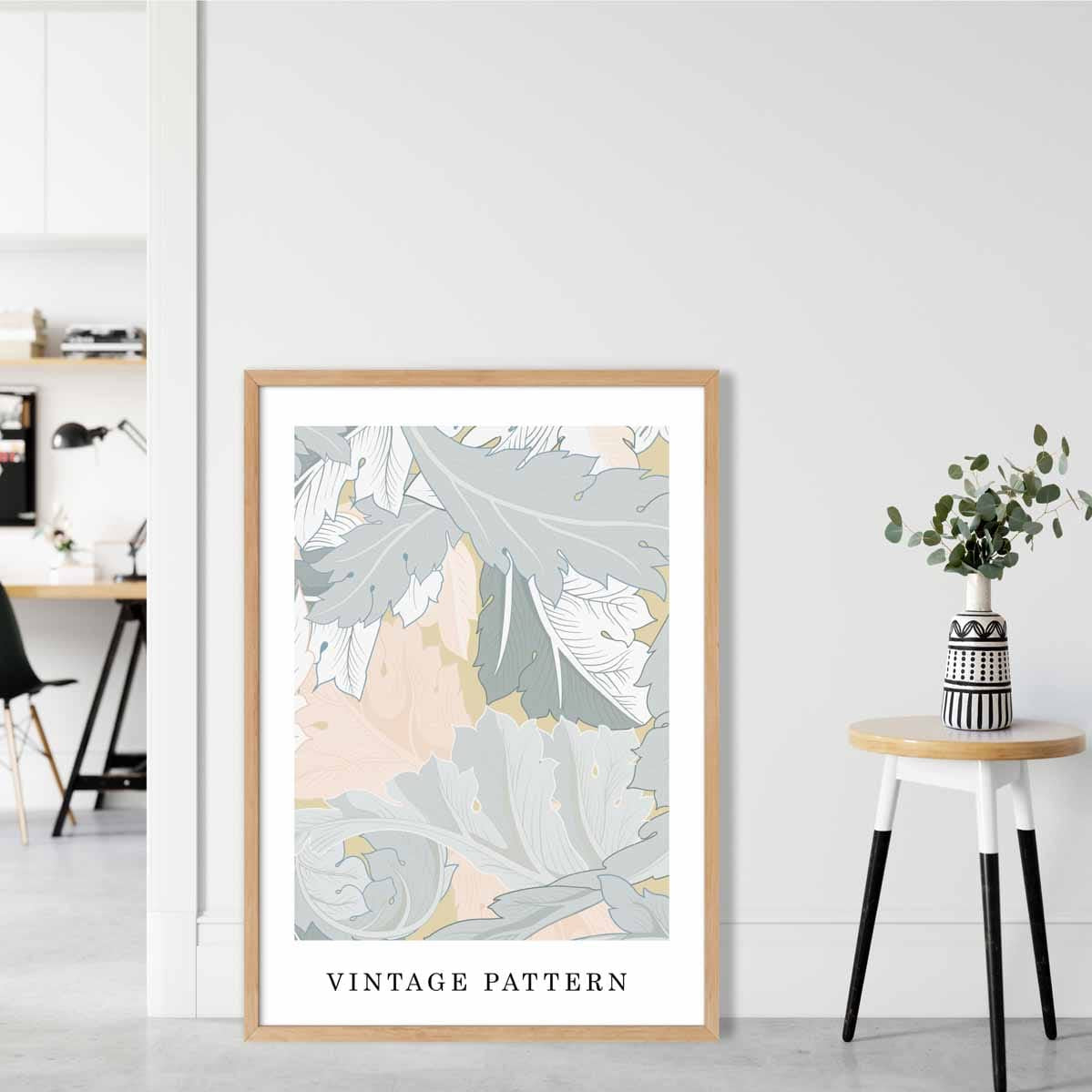 William Morris Acanthus Floral Vintage Poster in Pastel Green and Peach