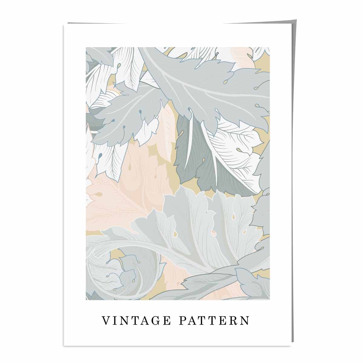 William Morris Acanthus Floral Vintage Poster in Pastel Green and Peach