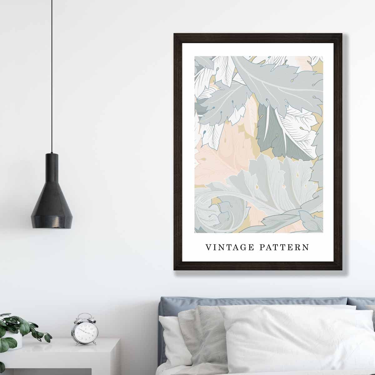 William Morris Acanthus Floral Vintage Poster in Pastel Green and Peach