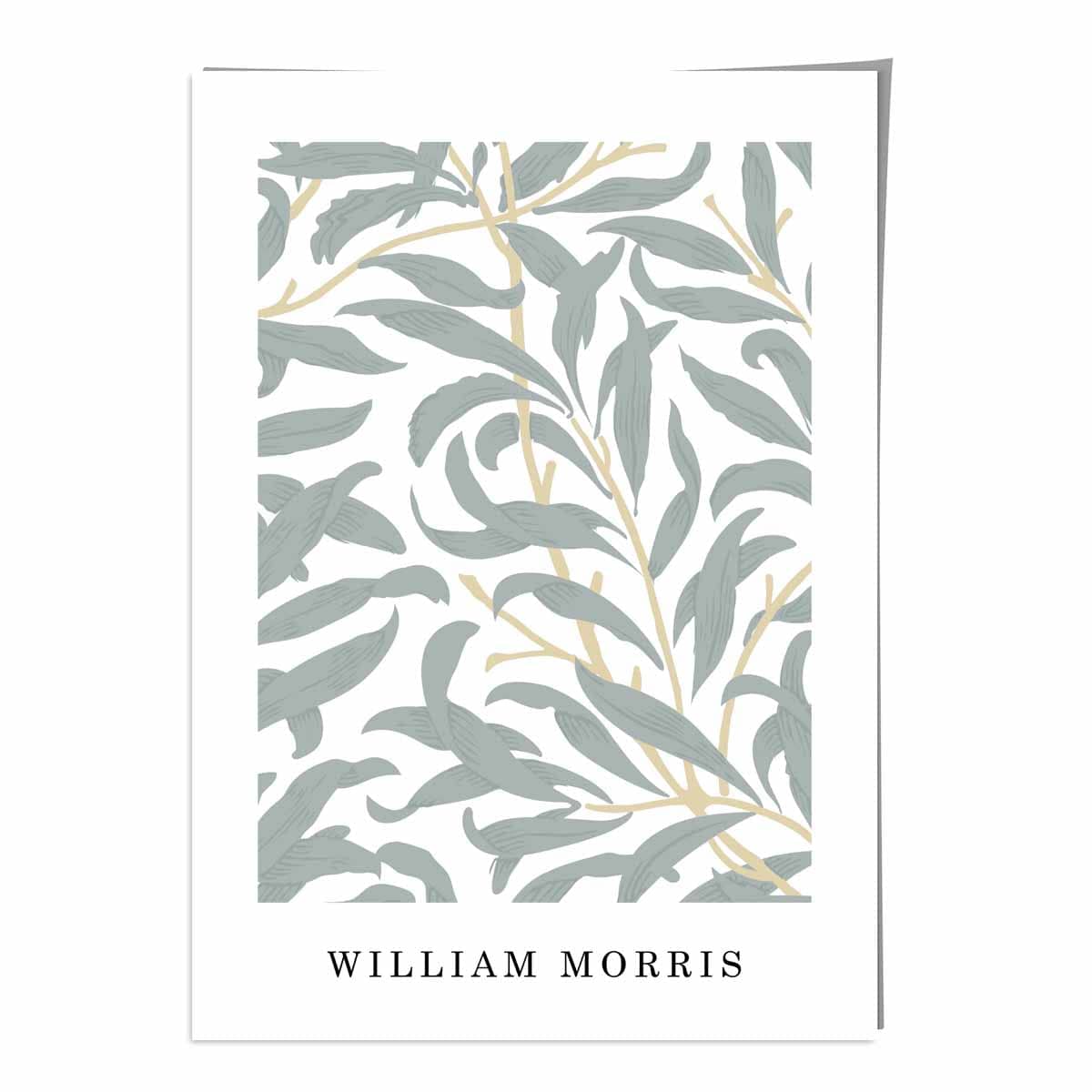 William Morris Willow Bough Floral Vintage Poster in Pastel Green and Peach