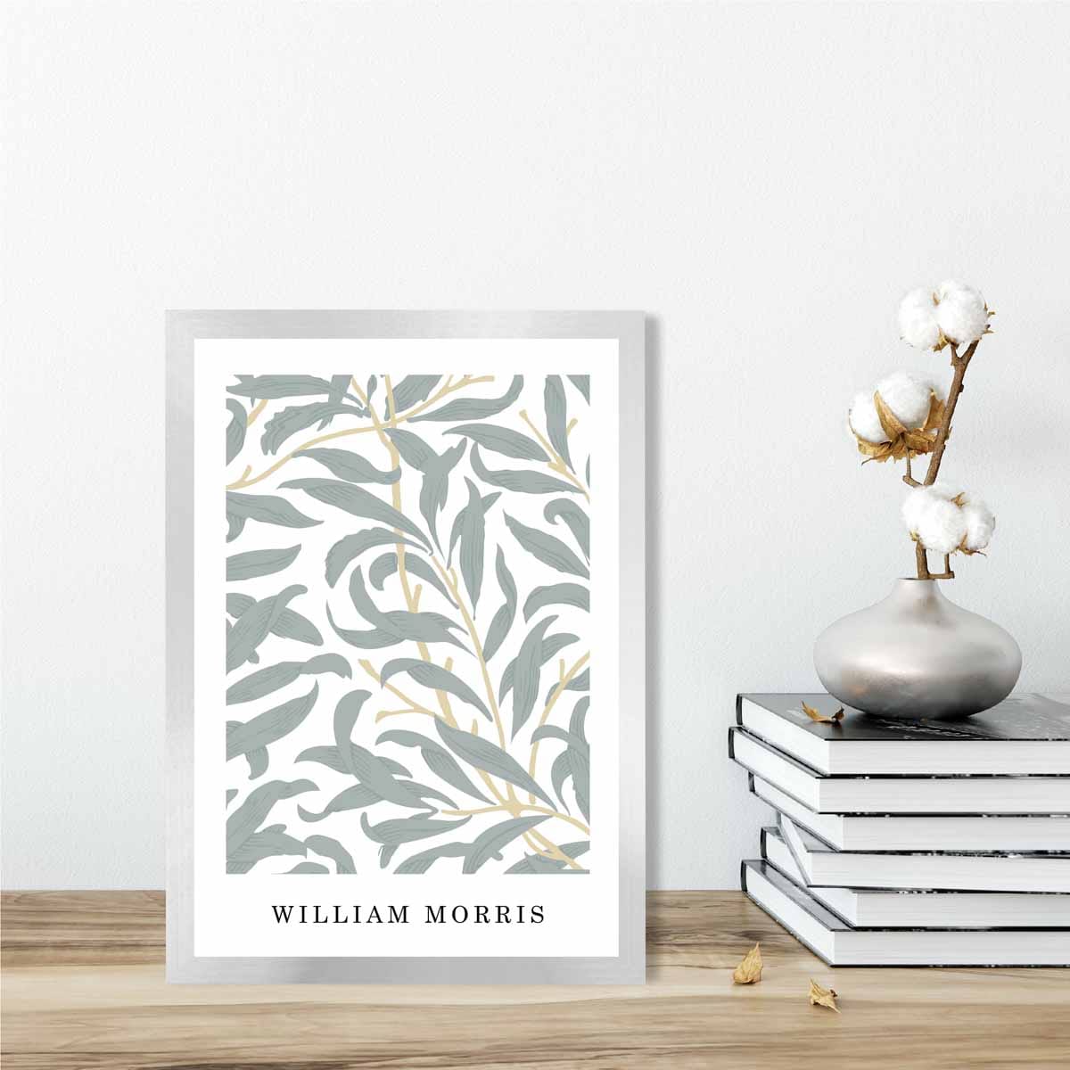 William Morris Willow Bough Floral Vintage Poster in Pastel Green and Peach