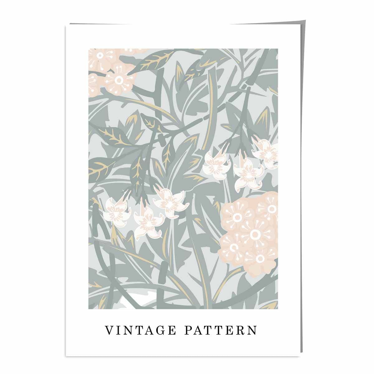 William Morris Iris Floral Vintage Poster in Pastel Green and Peach