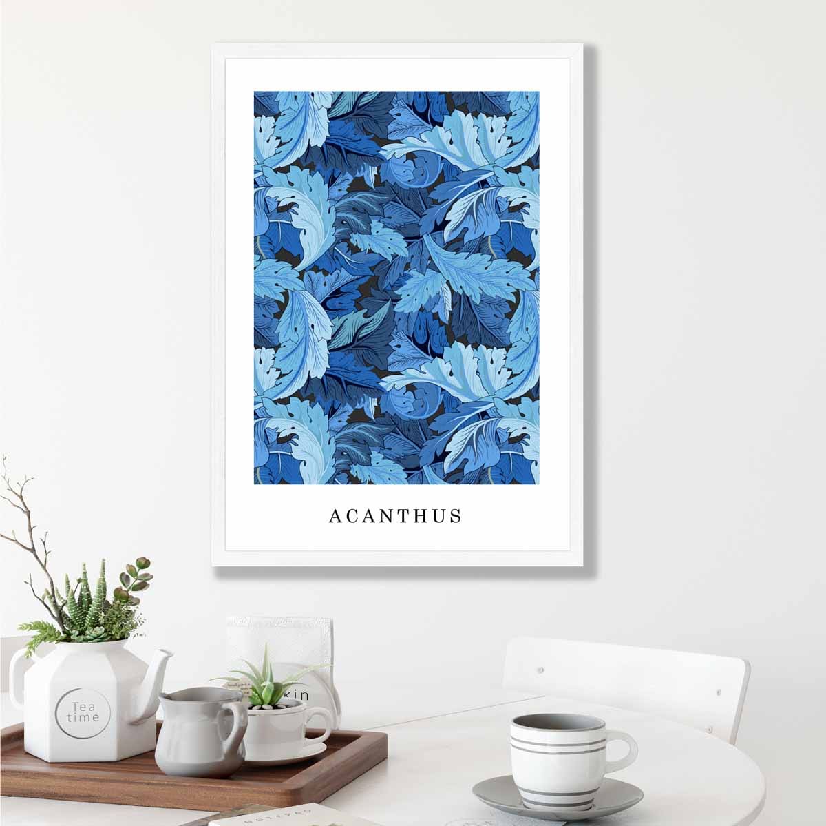 William Morris Acanthus in Bright Blue Art Print