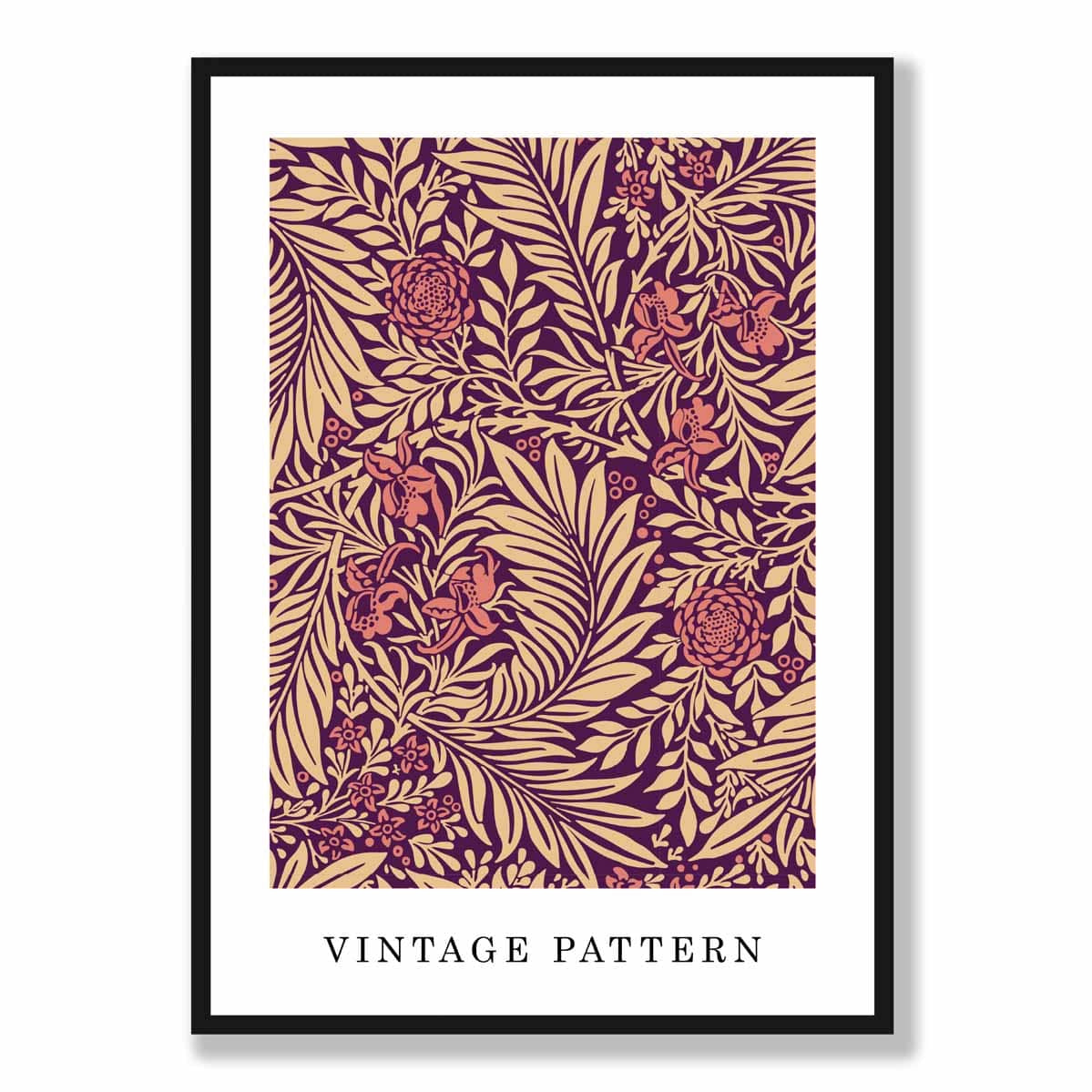 William Morris Red and Beige Vintage Larkspur Floral Art Print