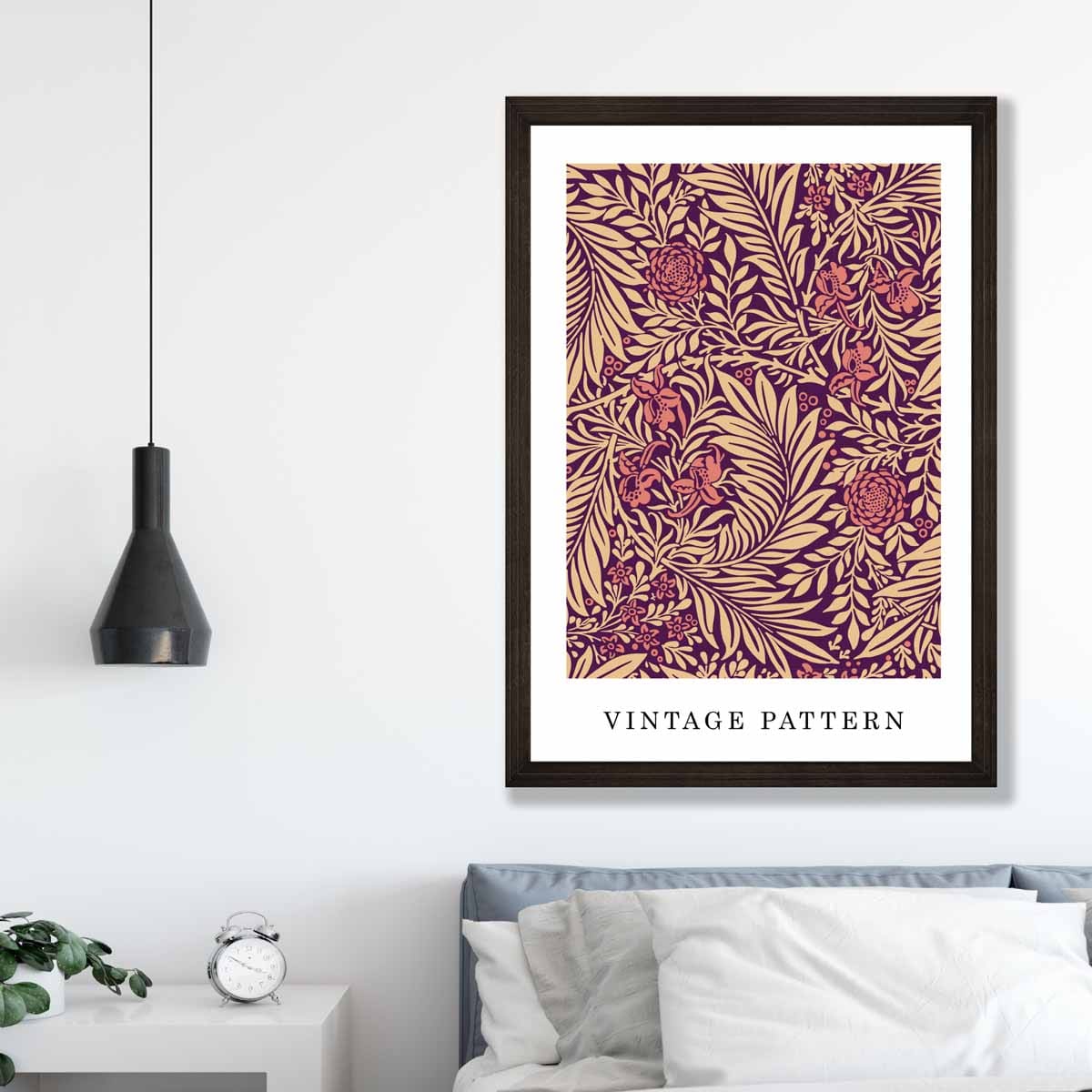 William Morris Red and Beige Vintage Larkspur Floral Art Print