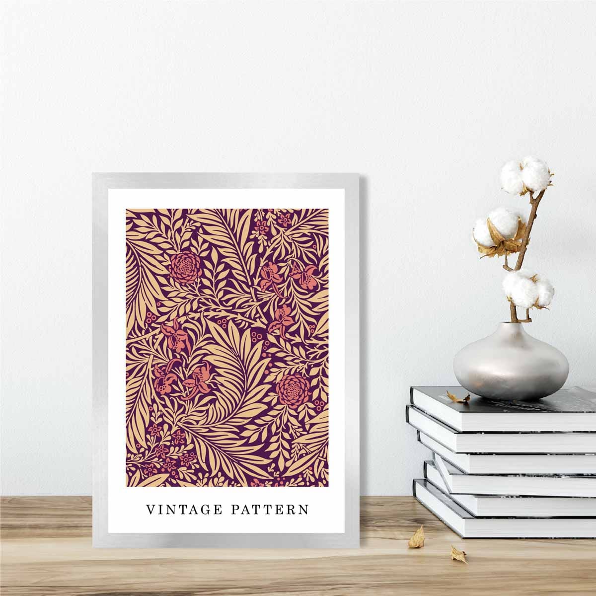 William Morris Red and Beige Vintage Larkspur Floral Art Print
