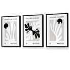 Matisse Floral Cut Out Style Set of 3 Wall Art Prints / Framed in Black & Beige | Artze Wall Art UK