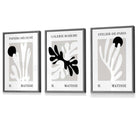 Matisse Floral Cut Out Style Set of 3 Wall Art Prints / Framed in Black & Beige | Artze Wall Art UK