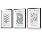 Matisse Floral and Nude Set of 3 Wall Art Prints / Framed in Sage Green | Artze Wall Art UK