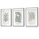 Matisse Floral and Nude Set of 3 Wall Art Prints / Framed in Sage Green | Artze Wall Art UK