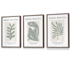Matisse Floral and Nude Set of 3 Wall Art Prints / Framed in Sage Green | Artze Wall Art UK