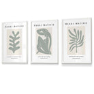Matisse Floral and Nude Set of 3 Wall Art Prints / Framed in Sage Green | Artze Wall Art UK