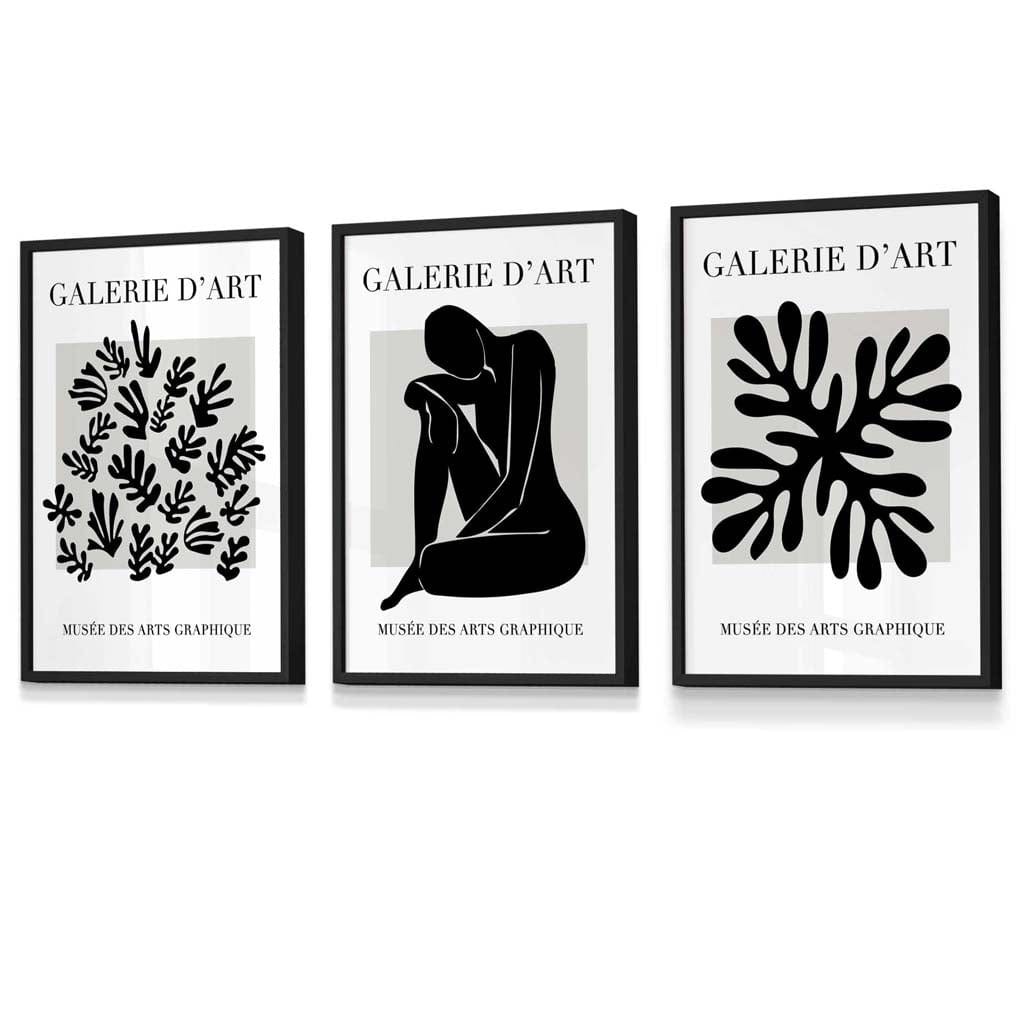 Set of Prints Wall Art Prints Black and Beige Matisse Print -  Portugal