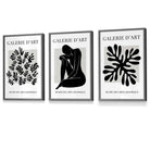 Matisse Floral and Nude Set of 3 Black and Grey Wall Art Prints / Framed | Artze Wall Art UK