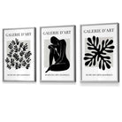 Matisse Floral and Nude Set of 3 Black and Grey Wall Art Prints / Framed | Artze Wall Art UK
