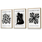 Matisse Floral and Nude Set of 3 Black and Grey Wall Art Prints / Framed | Artze Wall Art UK
