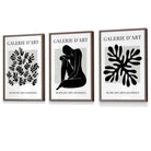 Matisse Floral and Nude Set of 3 Black and Grey Wall Art Prints / Framed | Artze Wall Art UK