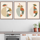 Set of 3 Autumn Geometric Strawberry Fruit Wall Art