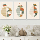 Set of 3 Autumn Geometric Strawberry Fruit Wall Art