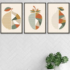 Set of 3 Autumn Geometric Strawberry Fruit Wall Art