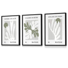 Flower Market Prints in Green, FRAMED Set of 3 with Flowers of London, Edinburgh, Dublin | Artze Wall Art UK