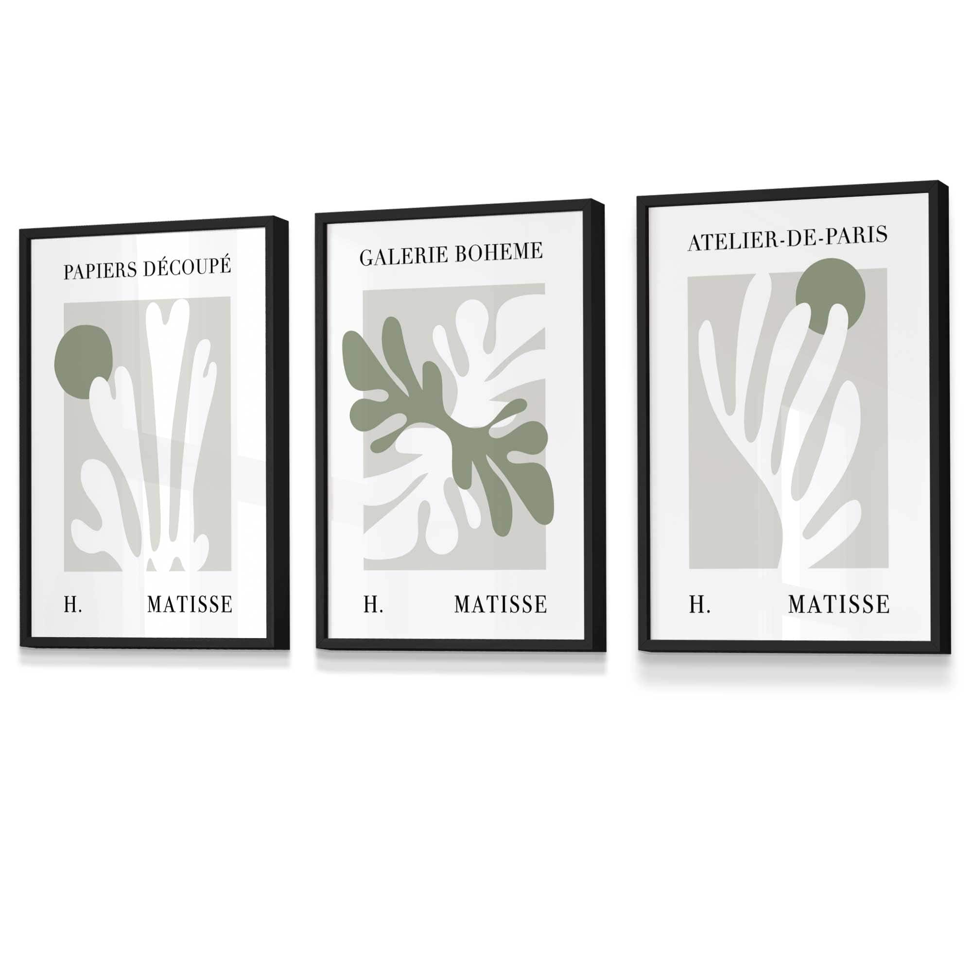 Flower Market Prints in Green, FRAMED Set of 3 with Flowers of London, Edinburgh, Dublin | Artze Wall Art UK