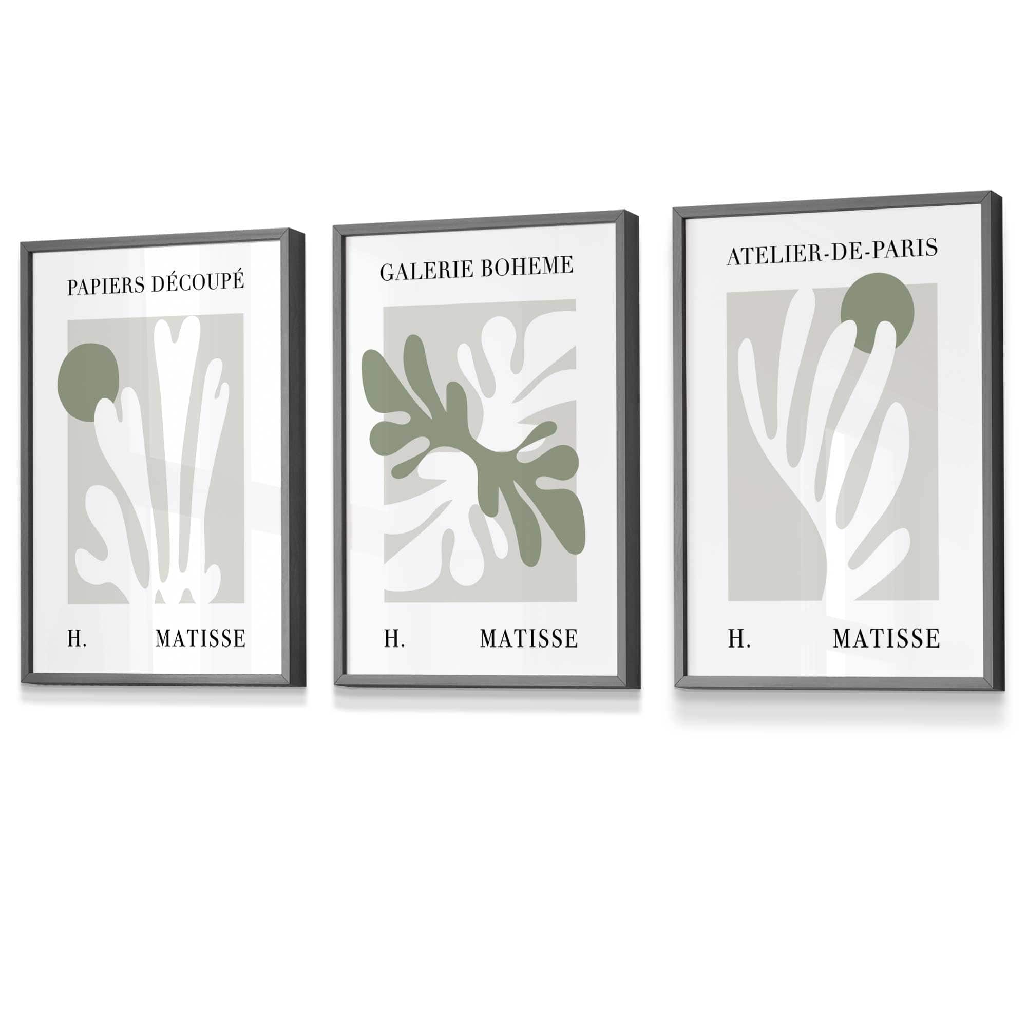 Flower Market Prints in Green, FRAMED Set of 3 with Flowers of London, Edinburgh, Dublin | Artze Wall Art UK