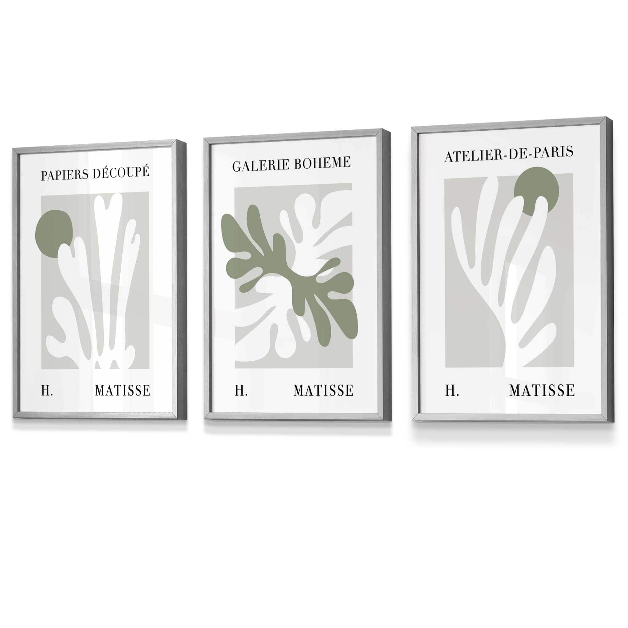 Flower Market Prints in Green, FRAMED Set of 3 with Flowers of London, Edinburgh, Dublin | Artze Wall Art UK