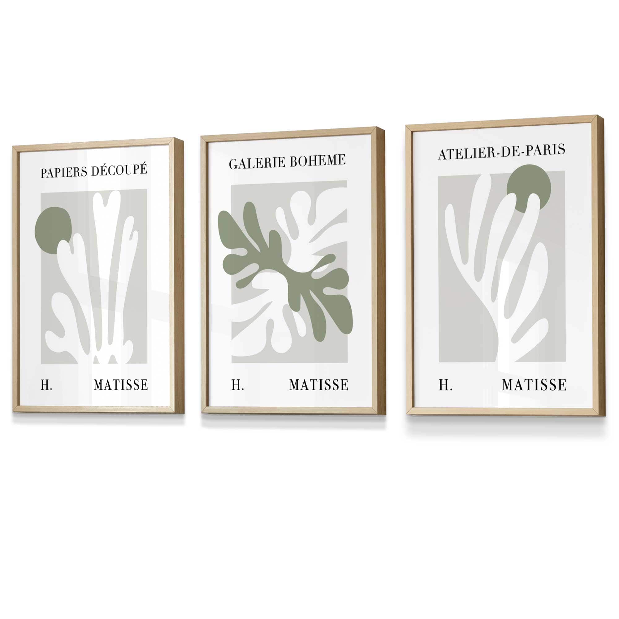 Flower Market Prints in Green, FRAMED Set of 3 with Flowers of London, Edinburgh, Dublin | Artze Wall Art UK