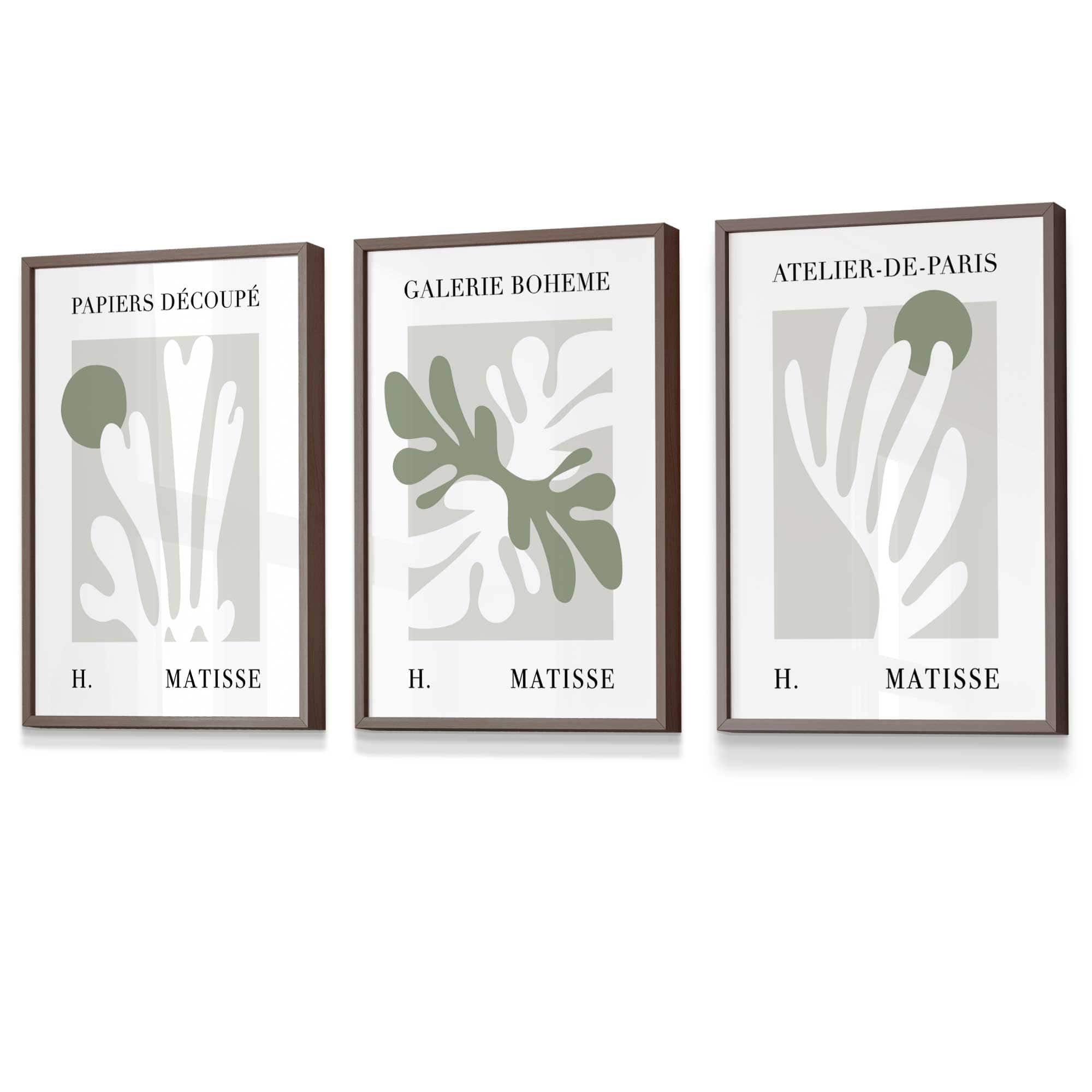 Flower Market Prints in Green, FRAMED Set of 3 with Flowers of London, Edinburgh, Dublin | Artze Wall Art UK