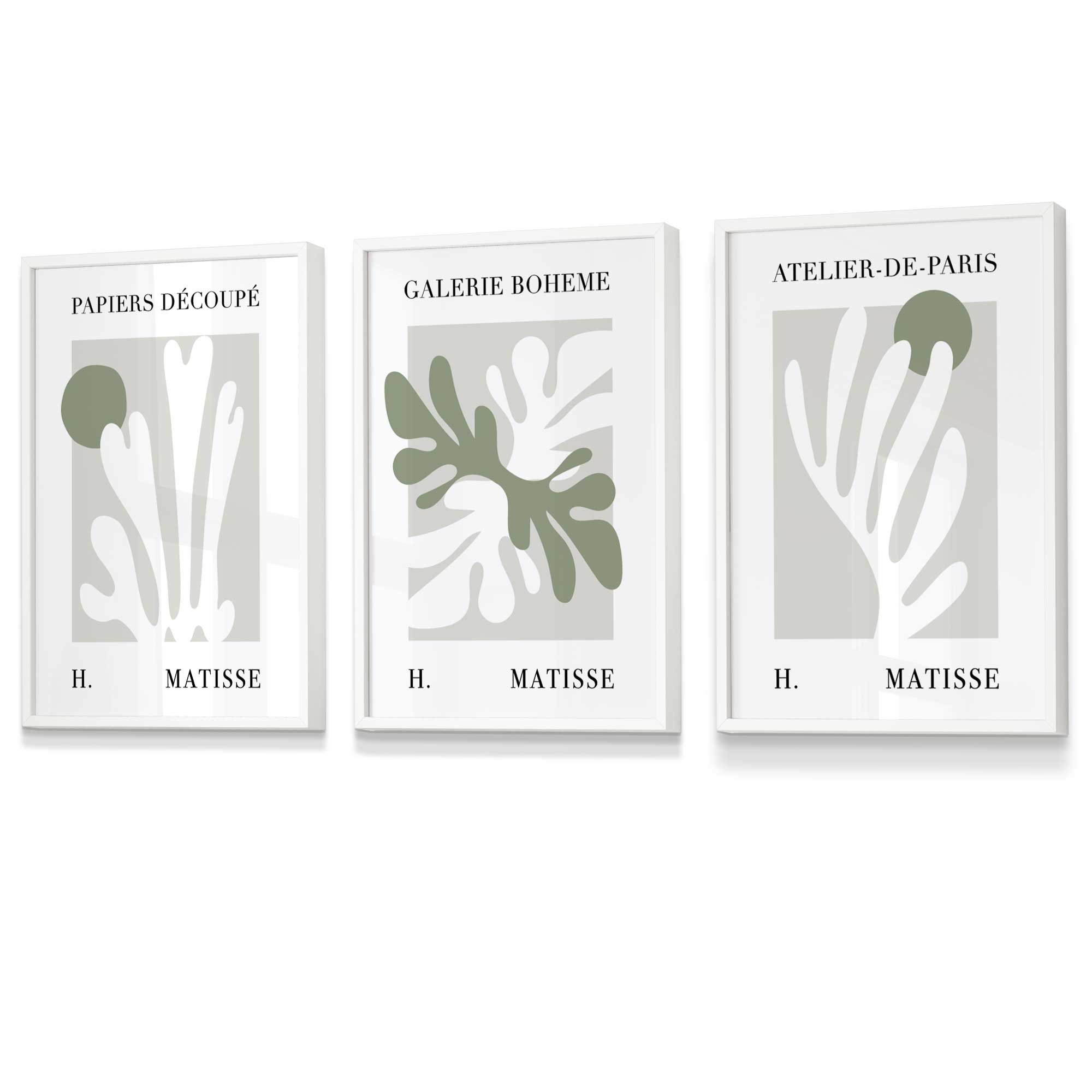 Flower Market Prints in Green, FRAMED Set of 3 with Flowers of London, Edinburgh, Dublin | Artze Wall Art UK