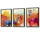 Abstract Colourful Orange Pink Red Set of 3 Framed Wall Art | Artze Wall Art UK