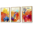 Abstract Colourful Orange Pink Red Set of 3 Framed Wall Art | Artze Wall Art UK