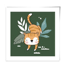 Cute Tiger Poster on Dark Green Jungle Kids Wall Art
