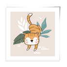 Cute Tiger Poster on Beige Jungle Kids Wall Art